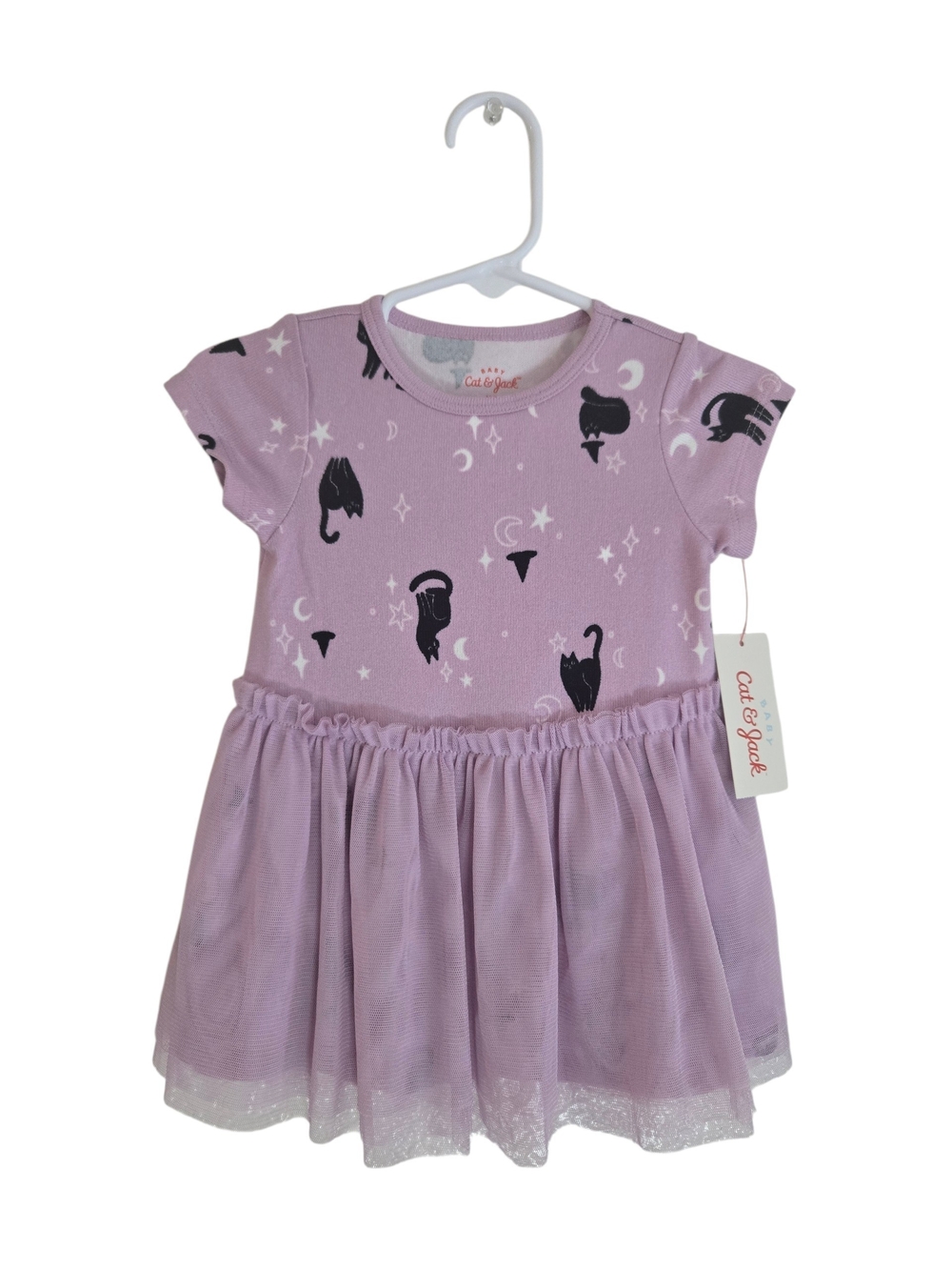 Cat & Jack Baby Halloween Purple Cat & Moon Tulle Tutu Dress Size 12M NWT